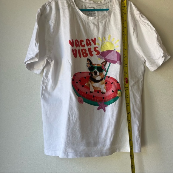 🌼 5/$25 George Vacay Vibes Graphic T-Shirt Girls L 10/12 White Dog Summer Tee - Picture 7 of 7